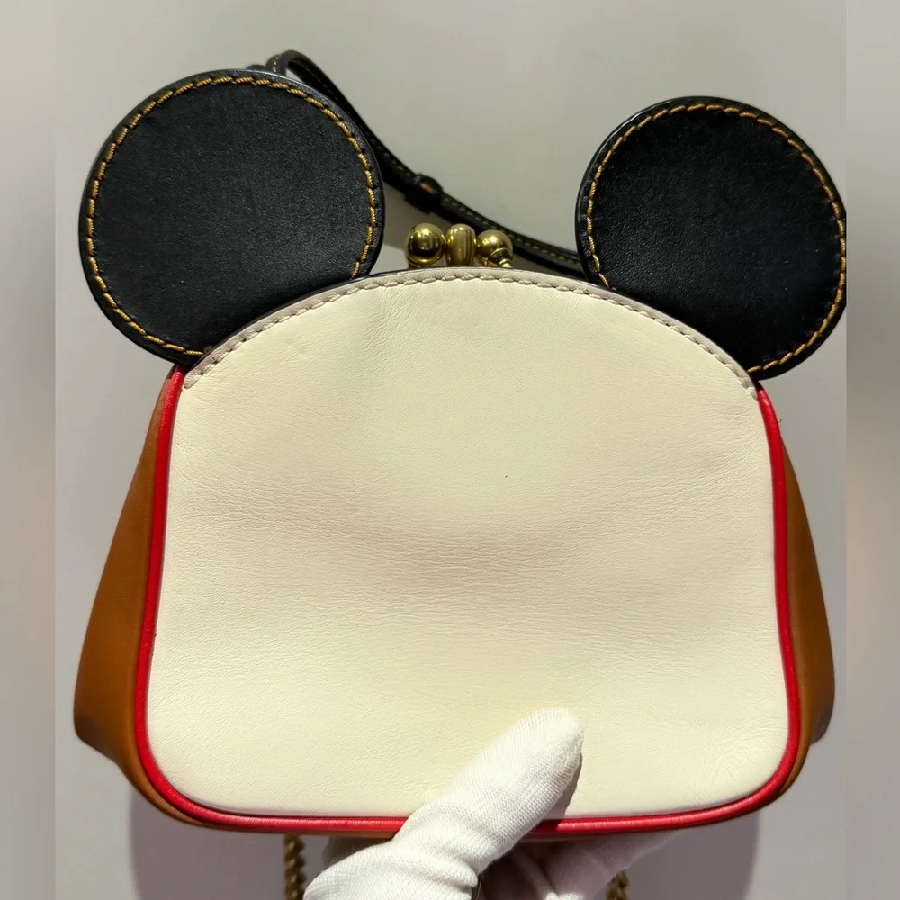 Coach Keith X Haring Disney Mickey Mouse Bag Leather Beige Handbag-RRP$799